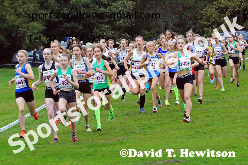 Girls Under-13s, 2022 National Cross Country Relays, Berry Hill Park, Mansfield.  Photo: David T. Hewitson/Sports for All Pics
